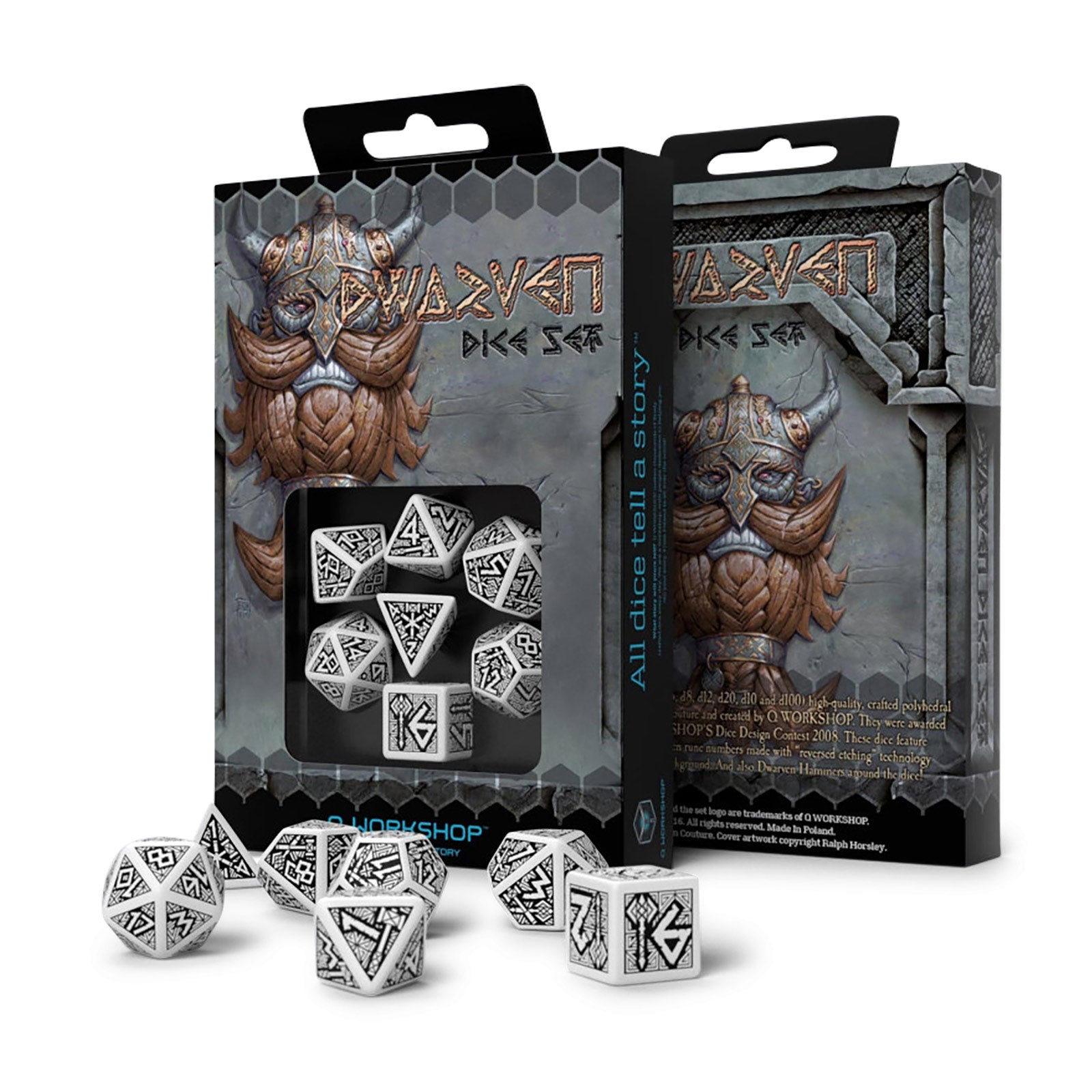 Immagine del prodotto Set di dadi RPG Dwarven Bianco e Nero 7 pezzi
