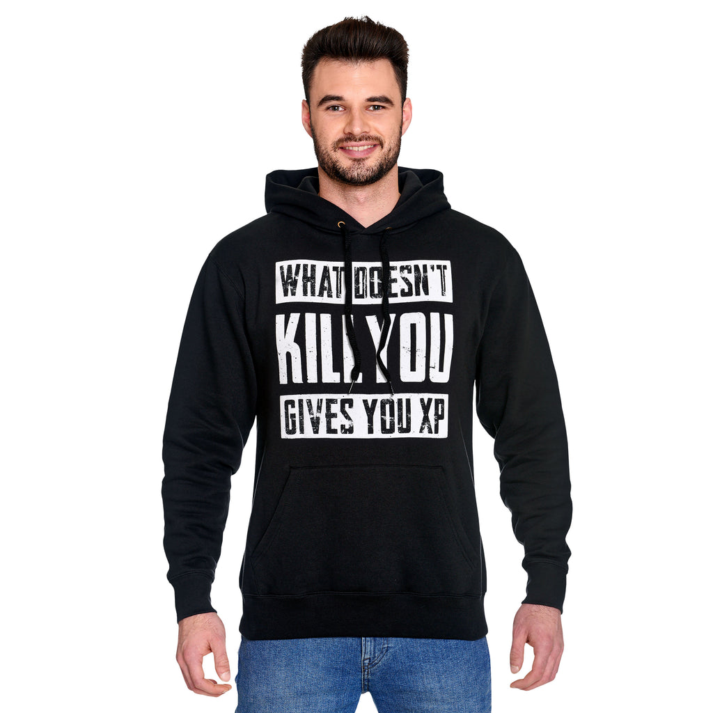 Image produit Sweat à capuche noir 'What Doesn't Kill You Gives You XP'