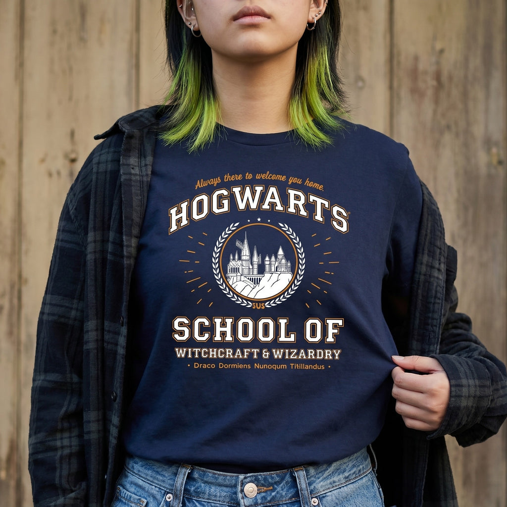 Image produit T-shirt bleu de l'école Hogwarts - Harry Potter
