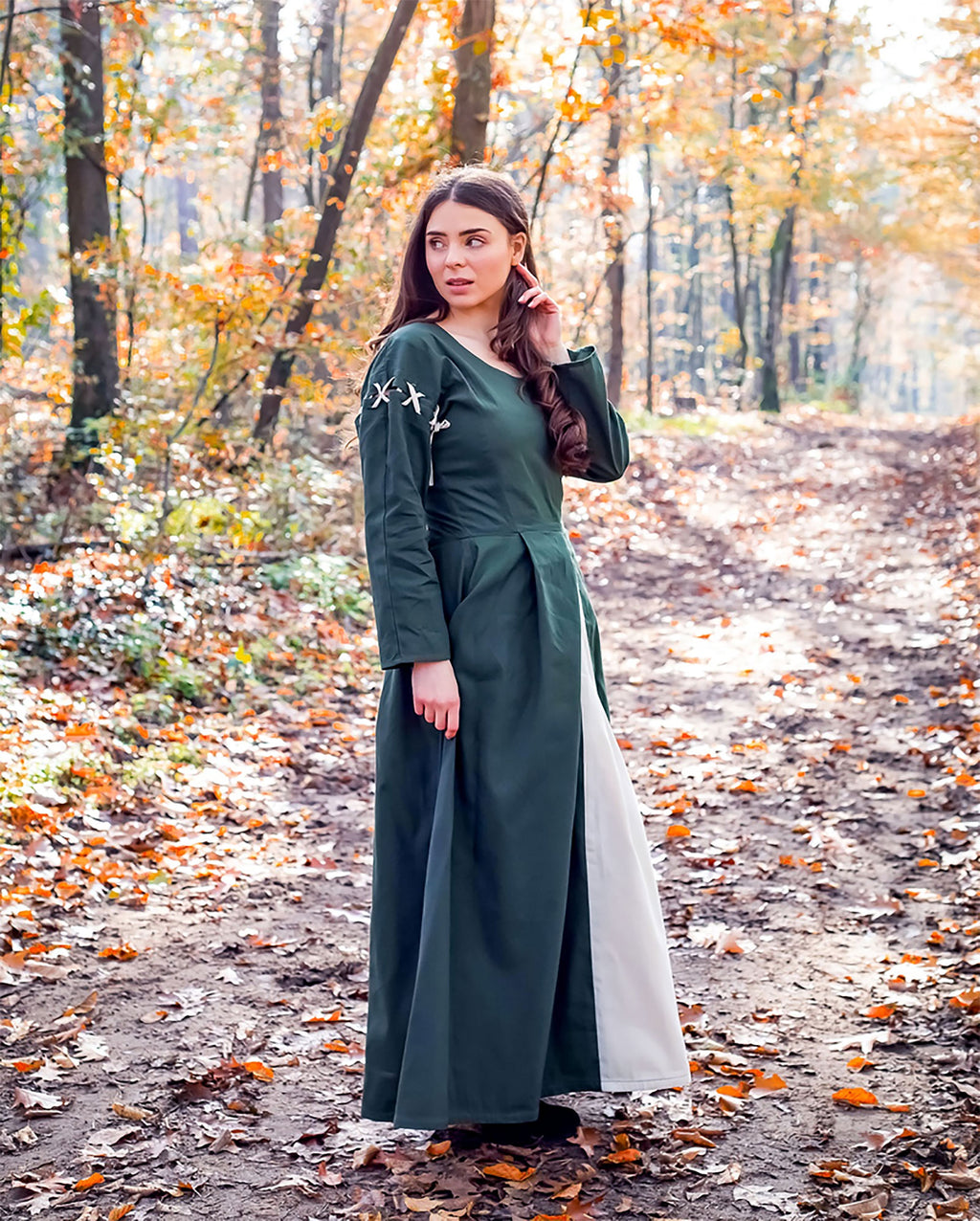 Produktbild Mittelalter Kleid Larina grün-beige