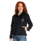 Produktbild Dumbledore Wappen Jeansjacke schwarz - Phantastische Tierwesen