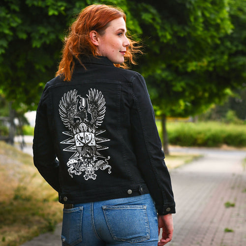 Image produit Veste en jean noir blason Dumbledore - Les Animaux Fantastiques