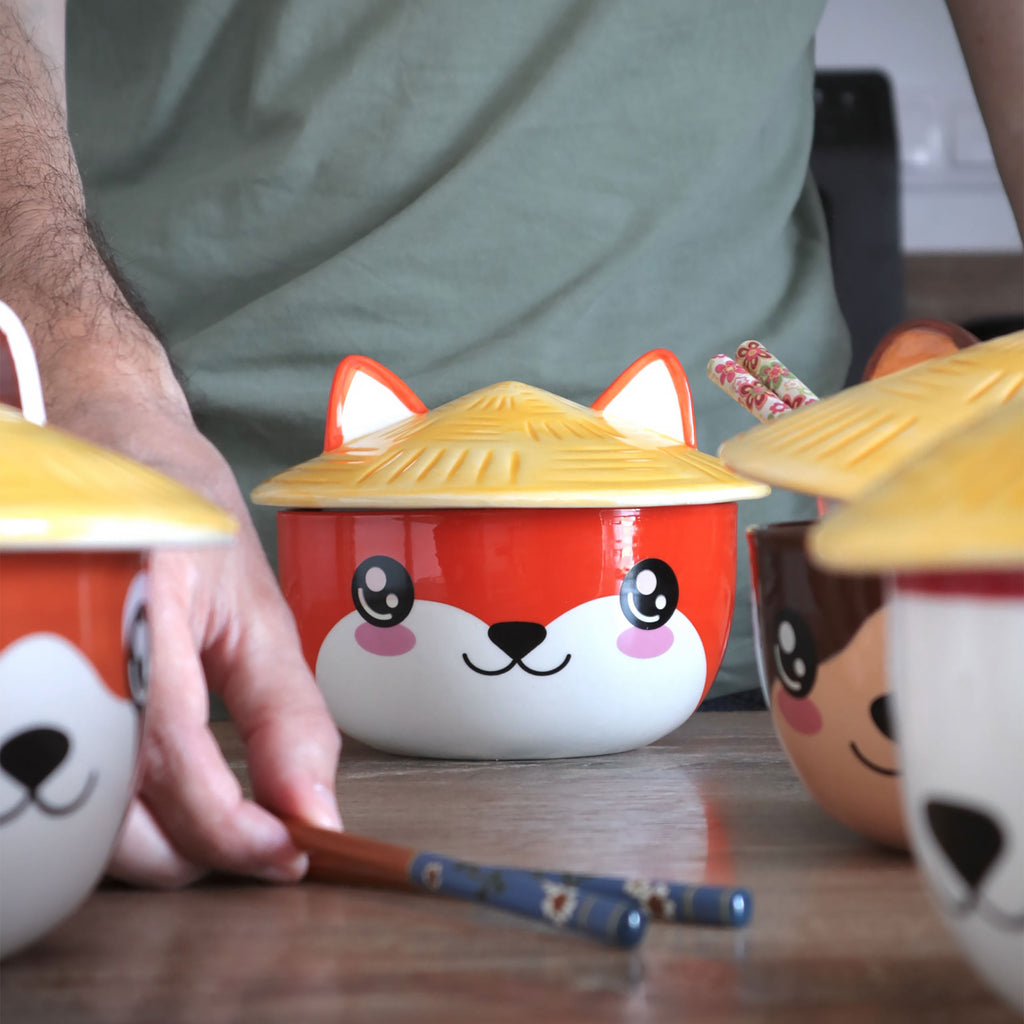 Image produit Bol Kawaii Fox avec couvercle pour les fans d'anime