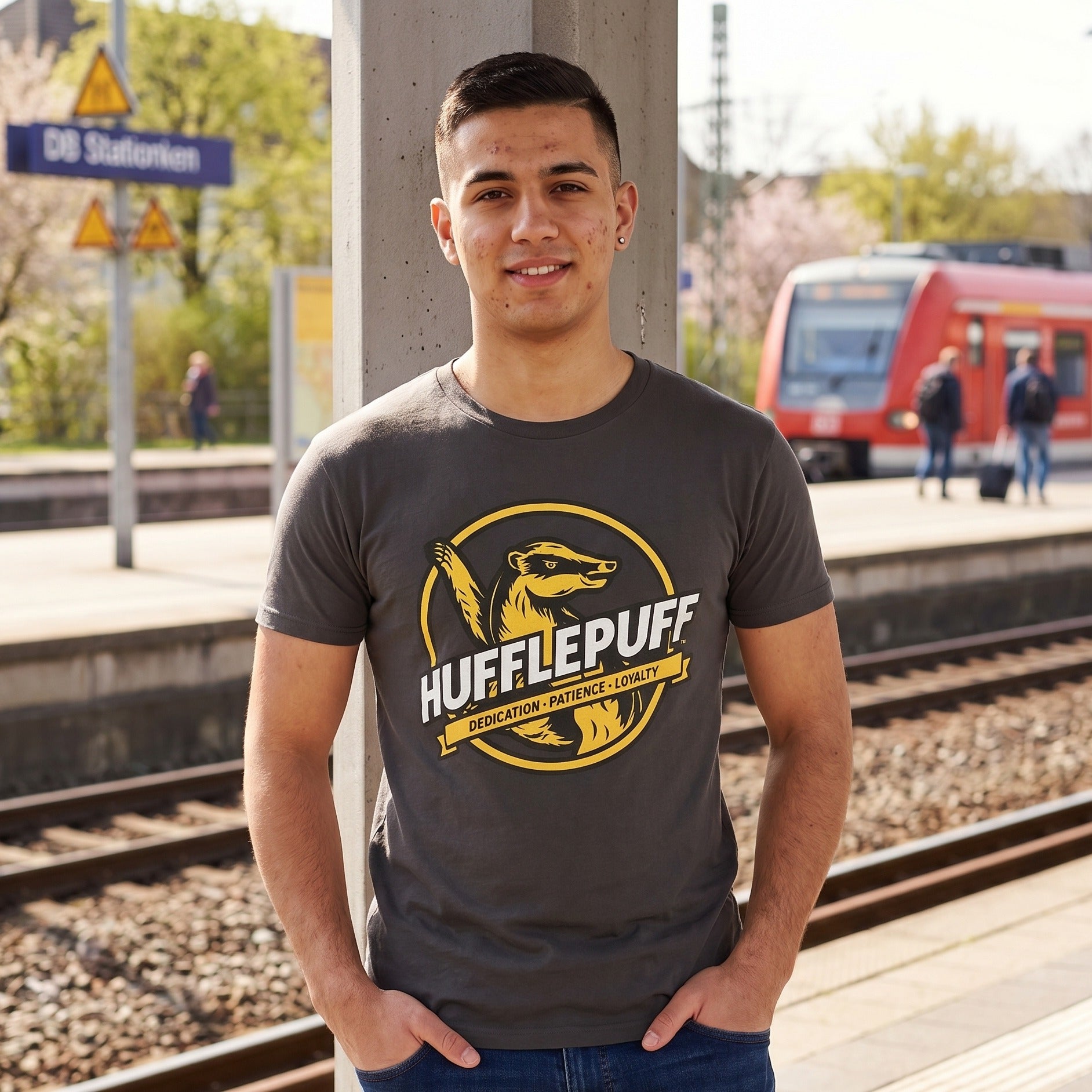 Product image Hufflepuff House Values T-Shirt Grey - Harry Potter