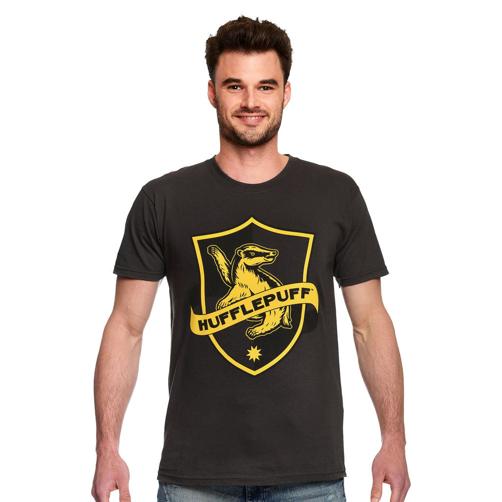 Immagine del prodotto T-shirt grigia con logo Hufflepuff - Harry Potter