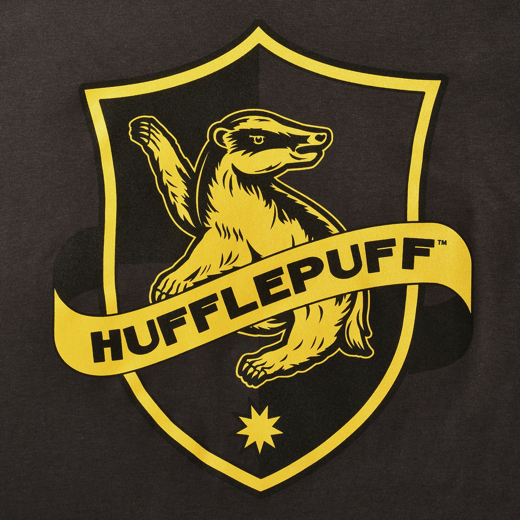 Immagine del prodotto T-shirt grigia con logo Hufflepuff - Harry Potter