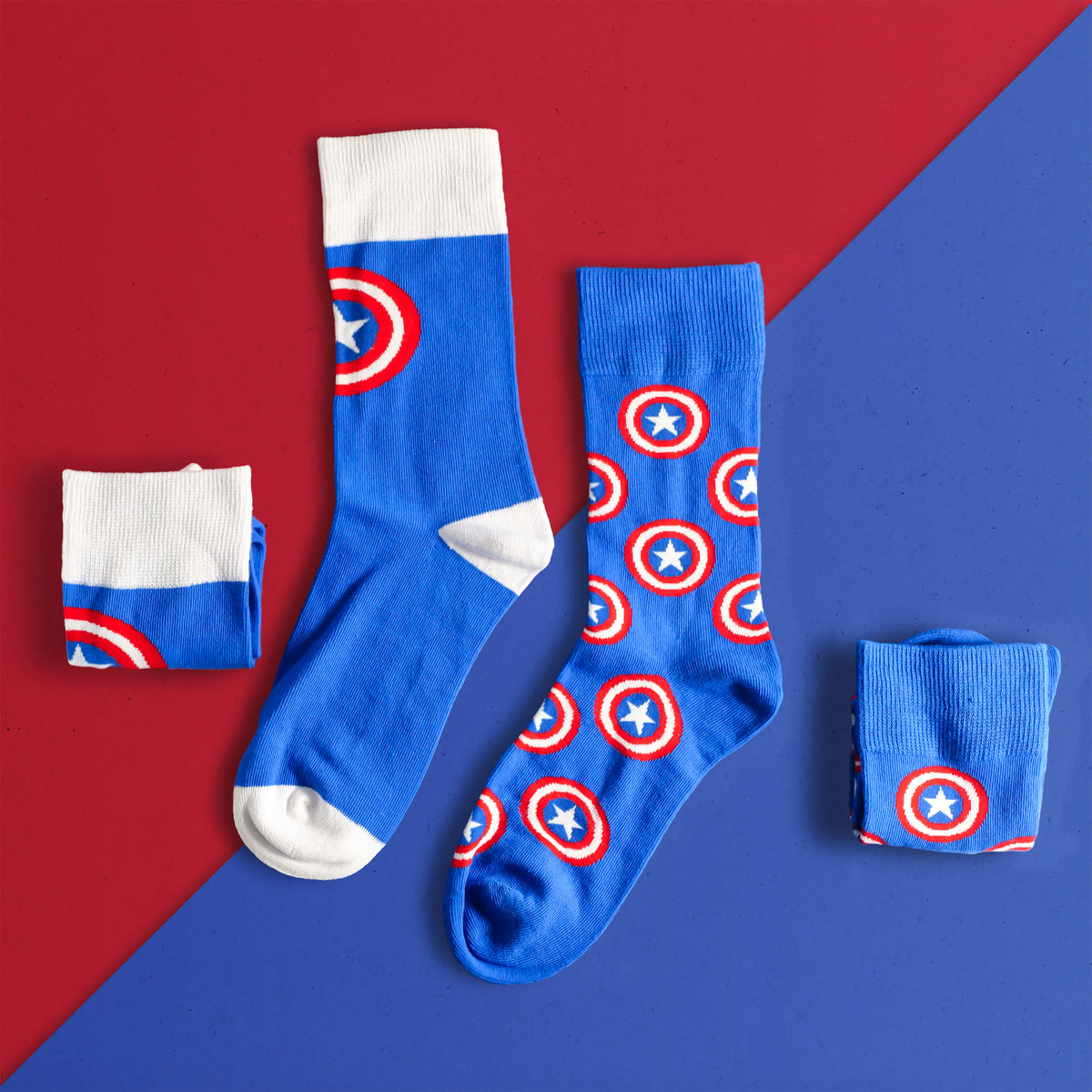 Image produit Captain America - Ensemble de 2 paires de chaussettes Logo Shield bleu