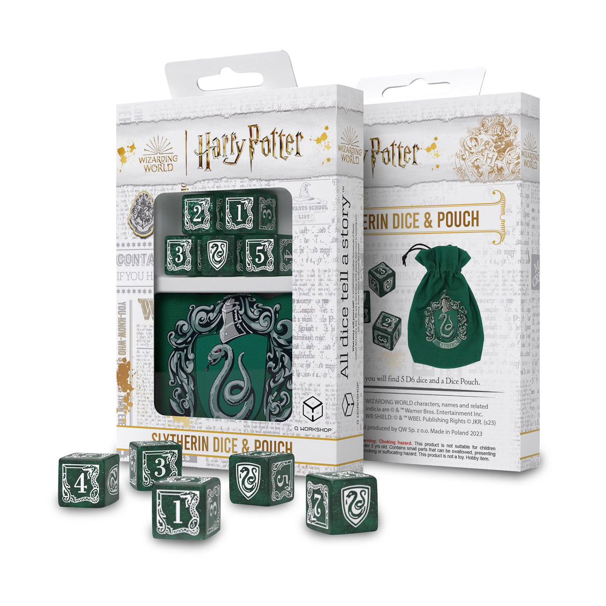 Immagine del prodotto Harry Potter - Set di dadi RPG di Serpeverde 5 pezzi con sacchetto per dadi verde