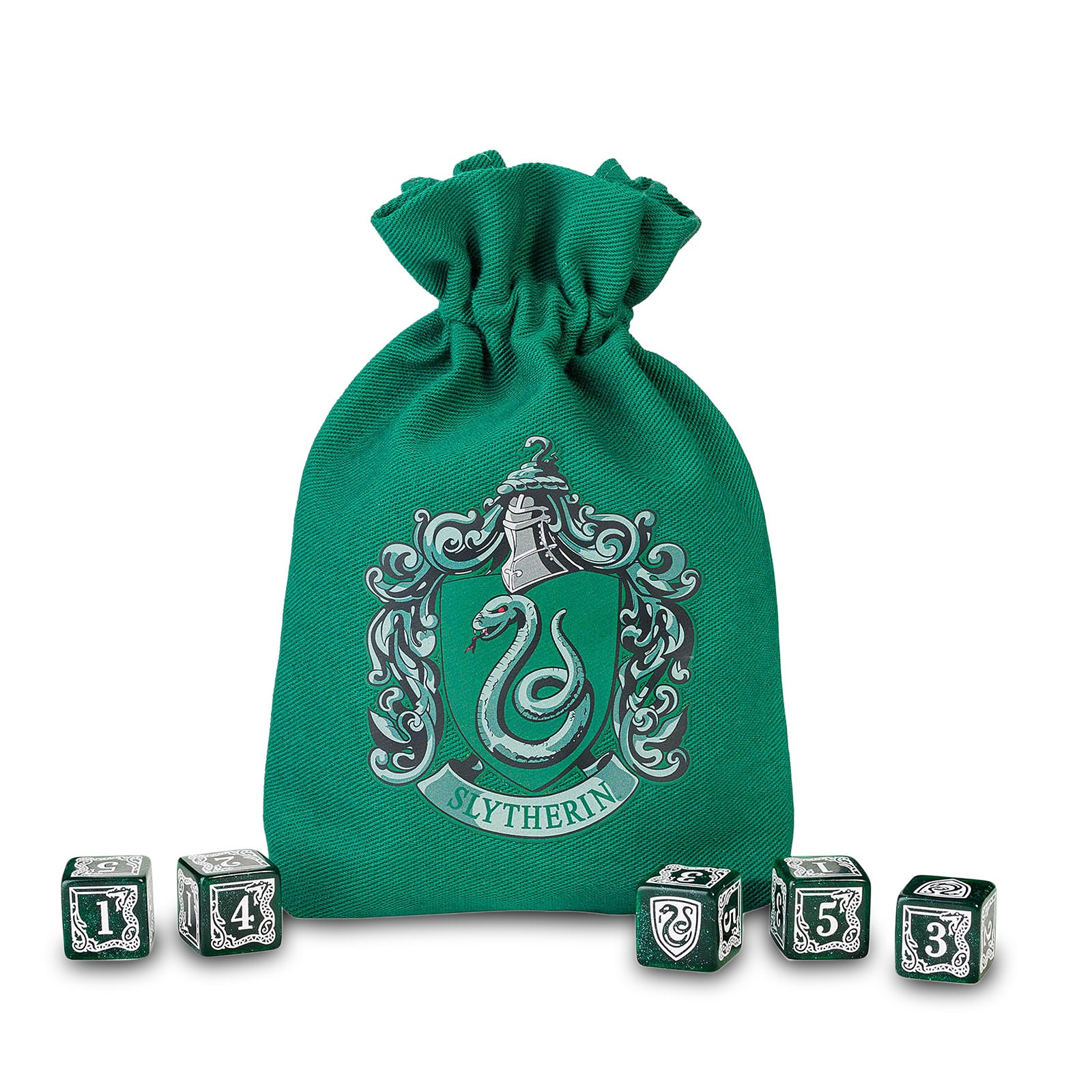 Immagine del prodotto Harry Potter - Set di dadi RPG di Serpeverde 5 pezzi con sacchetto per dadi verde