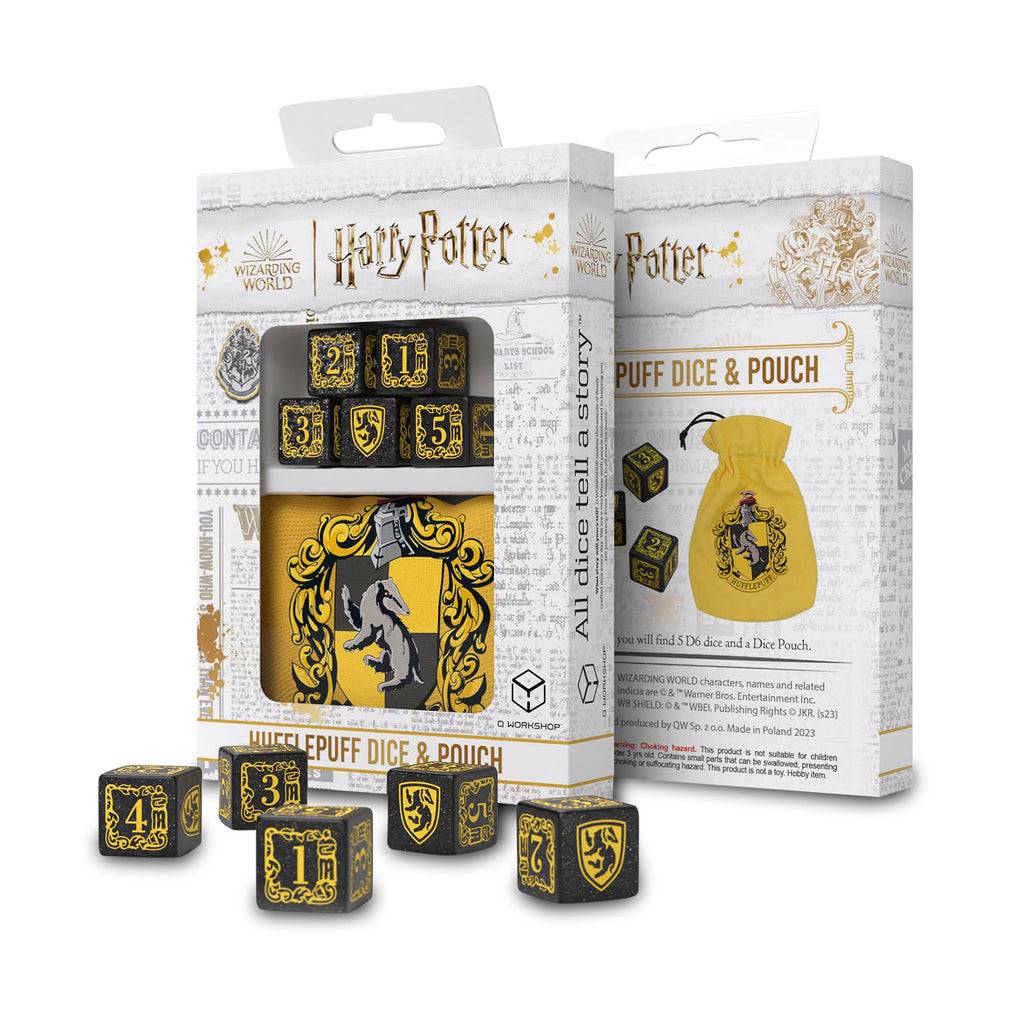 Immagine del prodotto Harry Potter - Set di dadi RPG Hufflepuff 5 pezzi con sacchetto dei dadi giallo