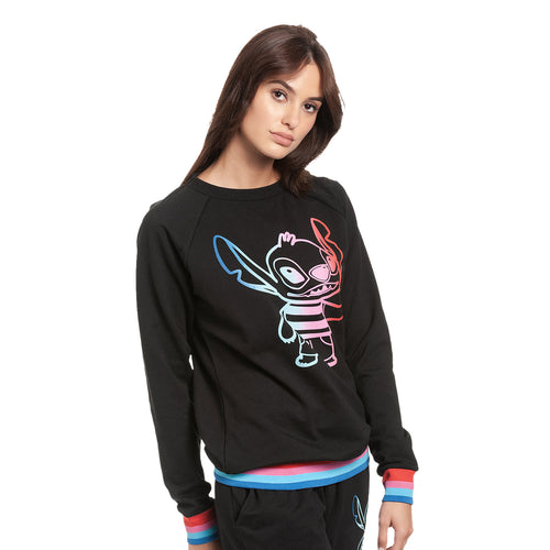 Image produit Lilo & Stitch - Sweat à capuche Rainbow Stitch pour femme noir