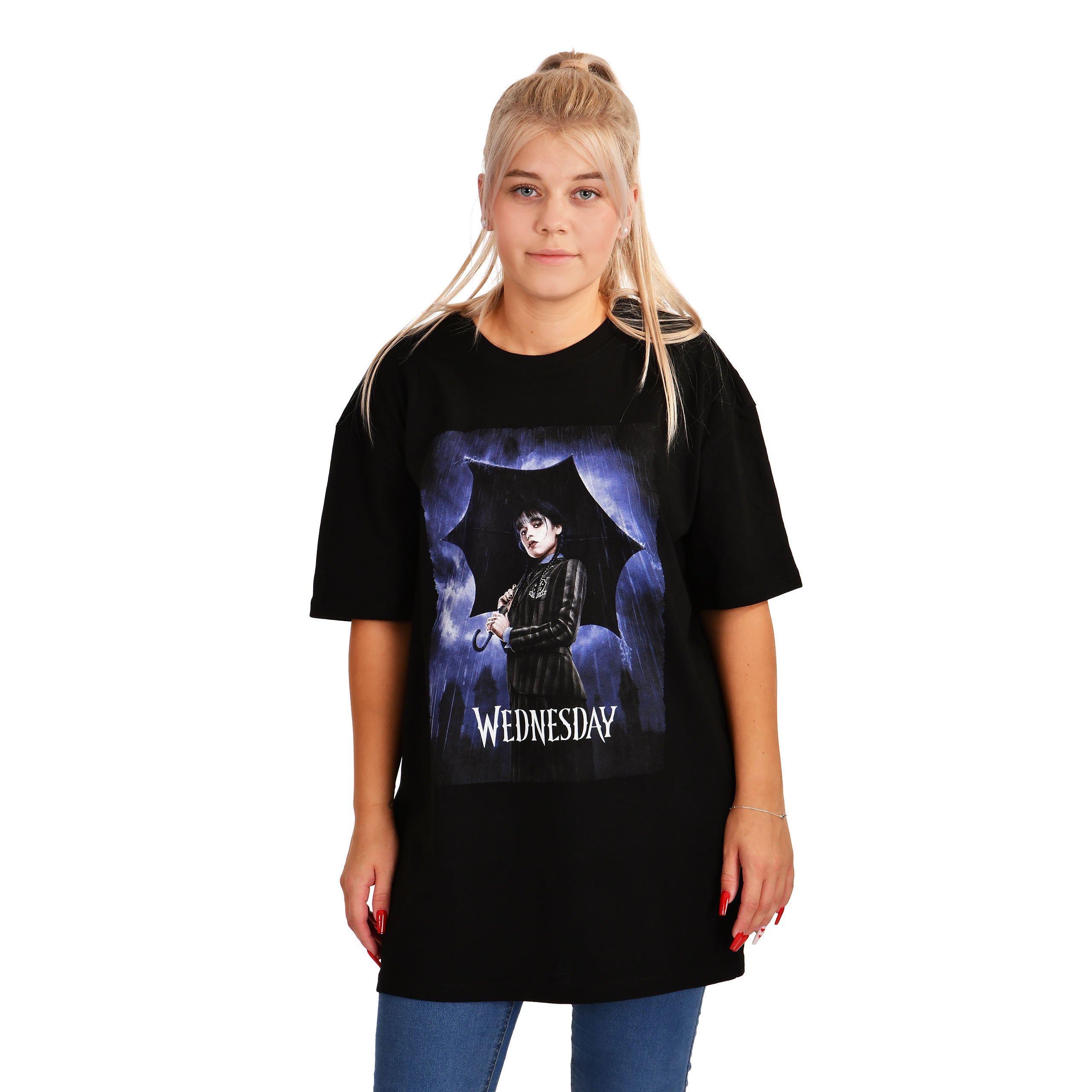 Immagine del prodotto Wednesday - Maglietta Oversize con Poster Teaser in nero