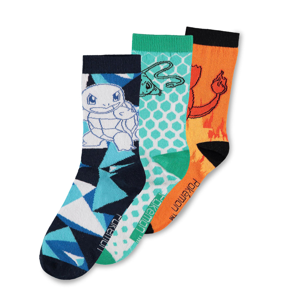 Produktbild Pokemon - Glumanda, Schiggy, Bisasam Socken 3er Set