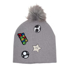 Produktbild Super Mario - Icons Mütze mit Bommel grau