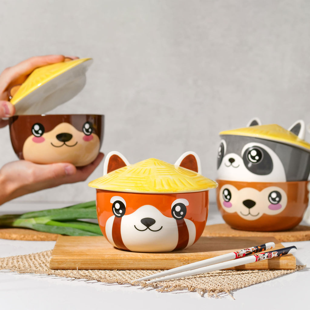 Produktbild Roter Panda Kawaii Schale mit Deckel für Anime Fans