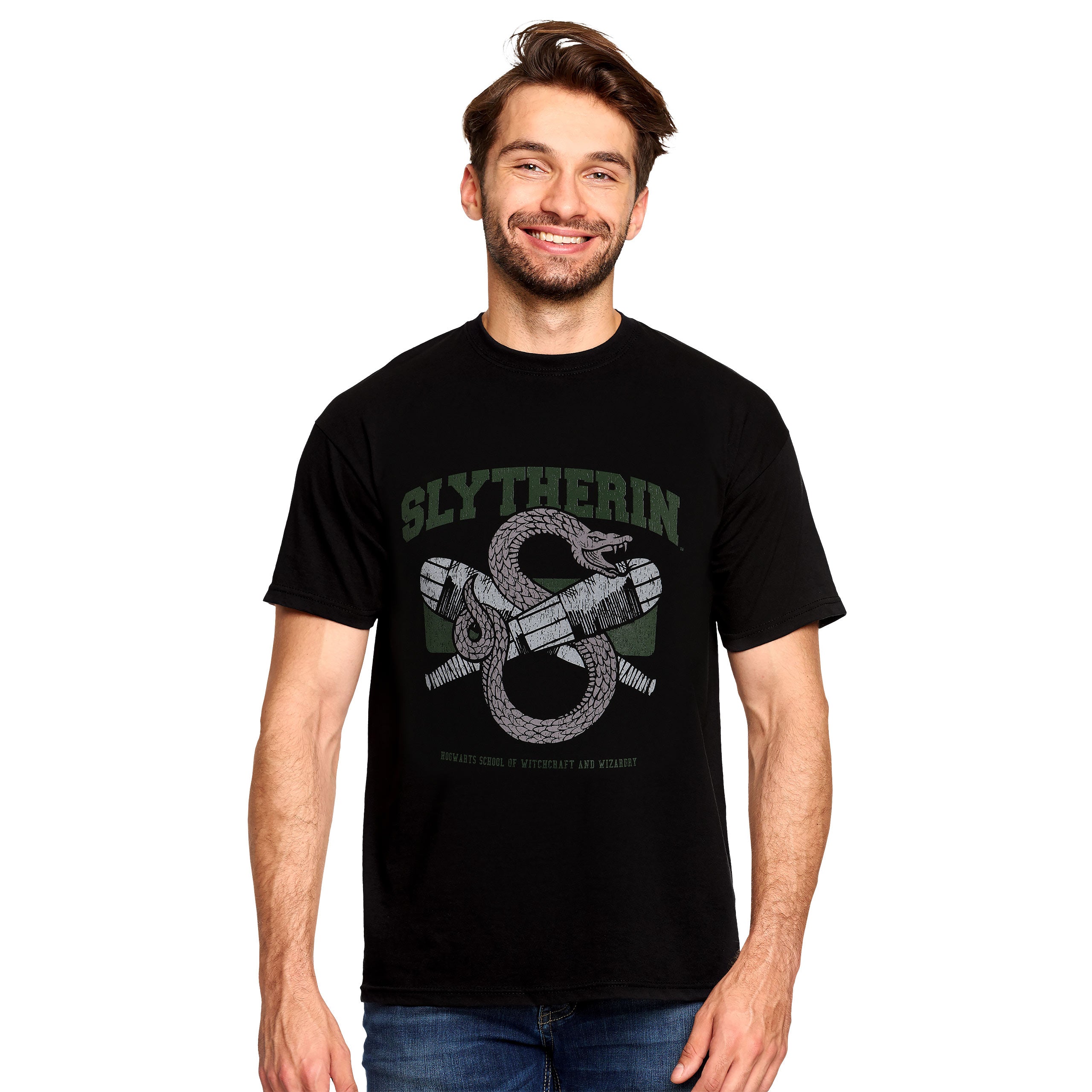 Image produit T-shirt noir Slytherin Quidditch College - Harry Potter