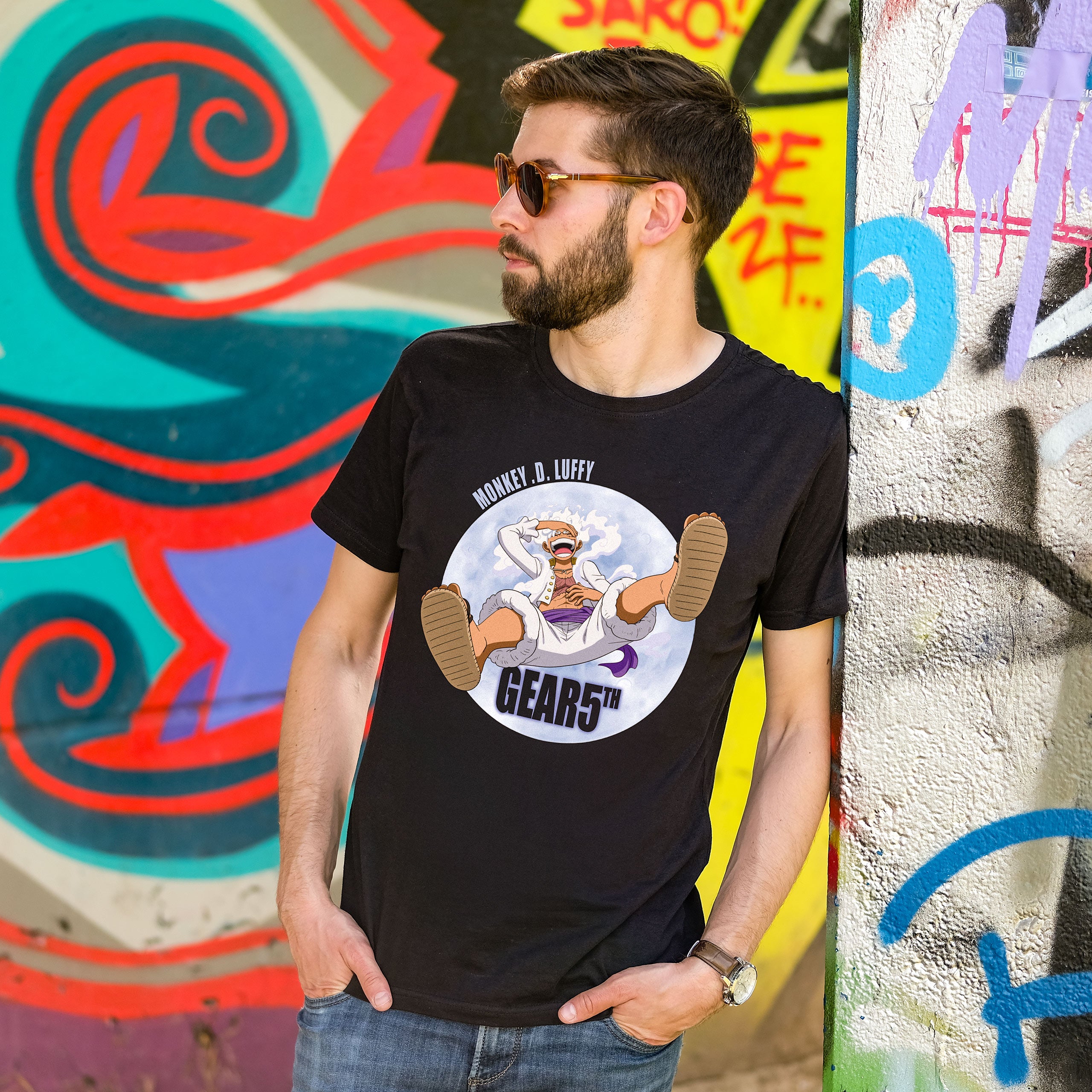 Image produit One Piece: Gear 5 - T-shirt noir Monkey D. Luffy