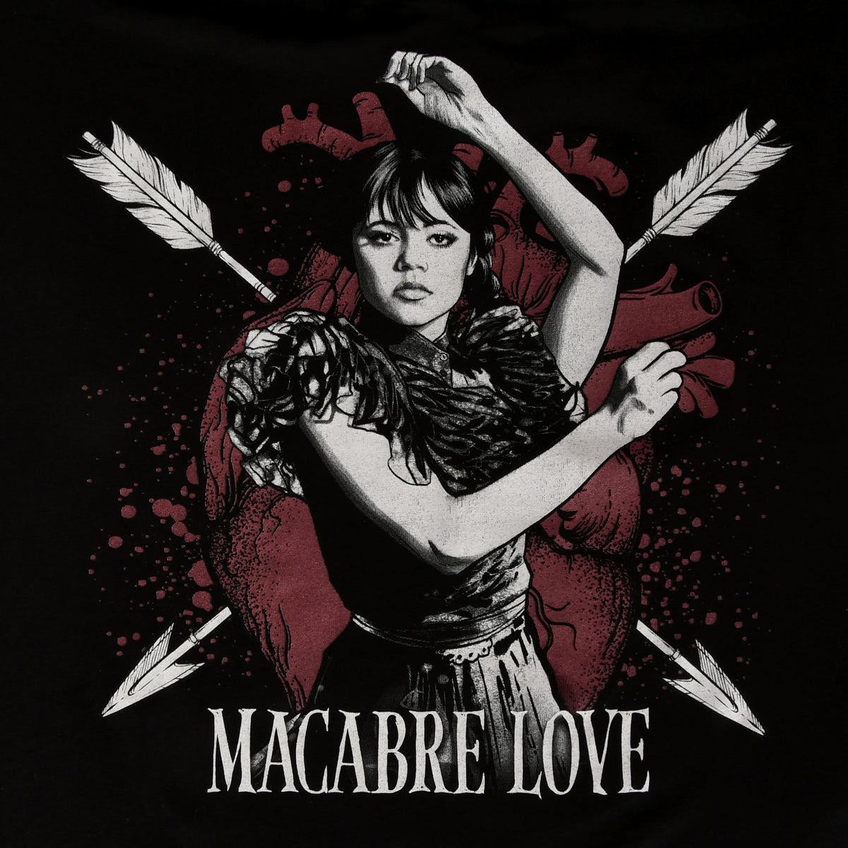 Immagine del prodotto Mercoledì - T-shirt d'amore macabro con maniche a farfalla
