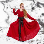 Image produit Robe Médiévale en Lin Rouge
