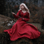 Image produit Robe Médiévale en Lin Rouge