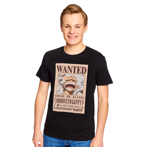 Immagine del prodotto One Piece: Gear 5 - T-shirt Wanted Luffy nera