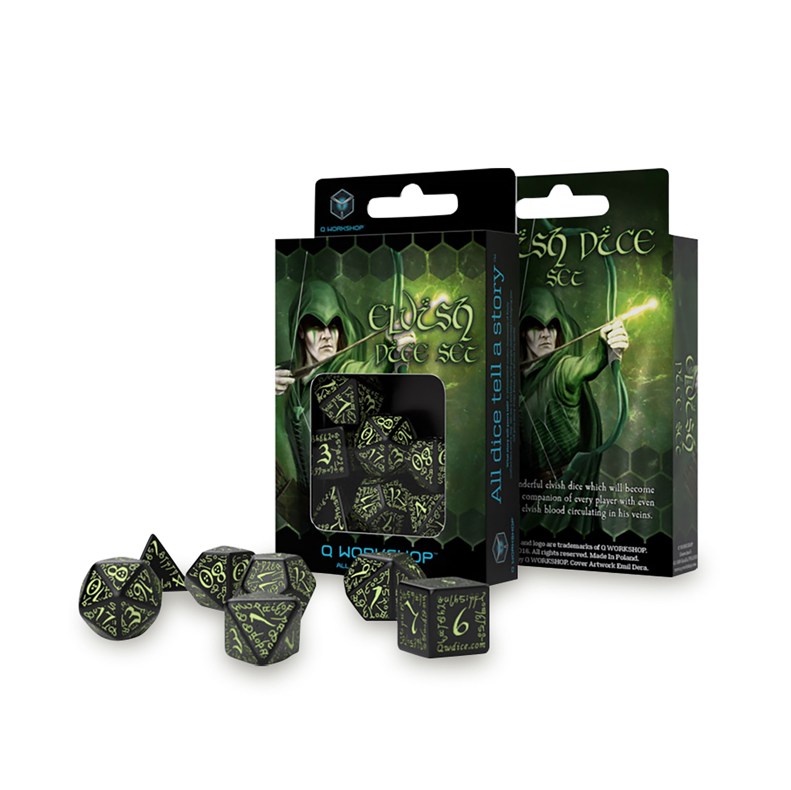 Product image Elvish RPG Dice Set 7pcs Glow in The Dark Edition