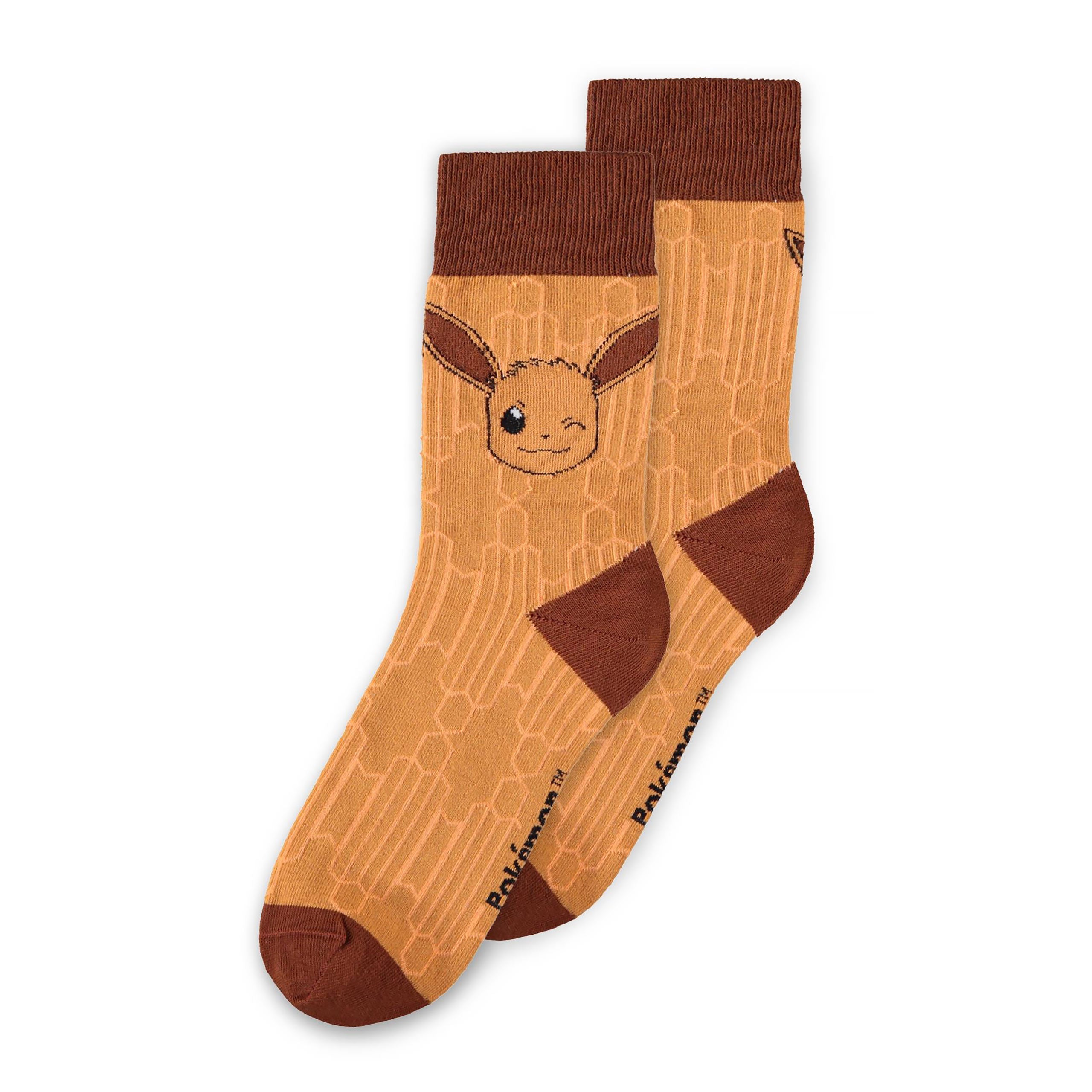 Image produit Pokemon - Chaussettes Évolution d'Évoli Lot de 3 Marron-Noir-Rose