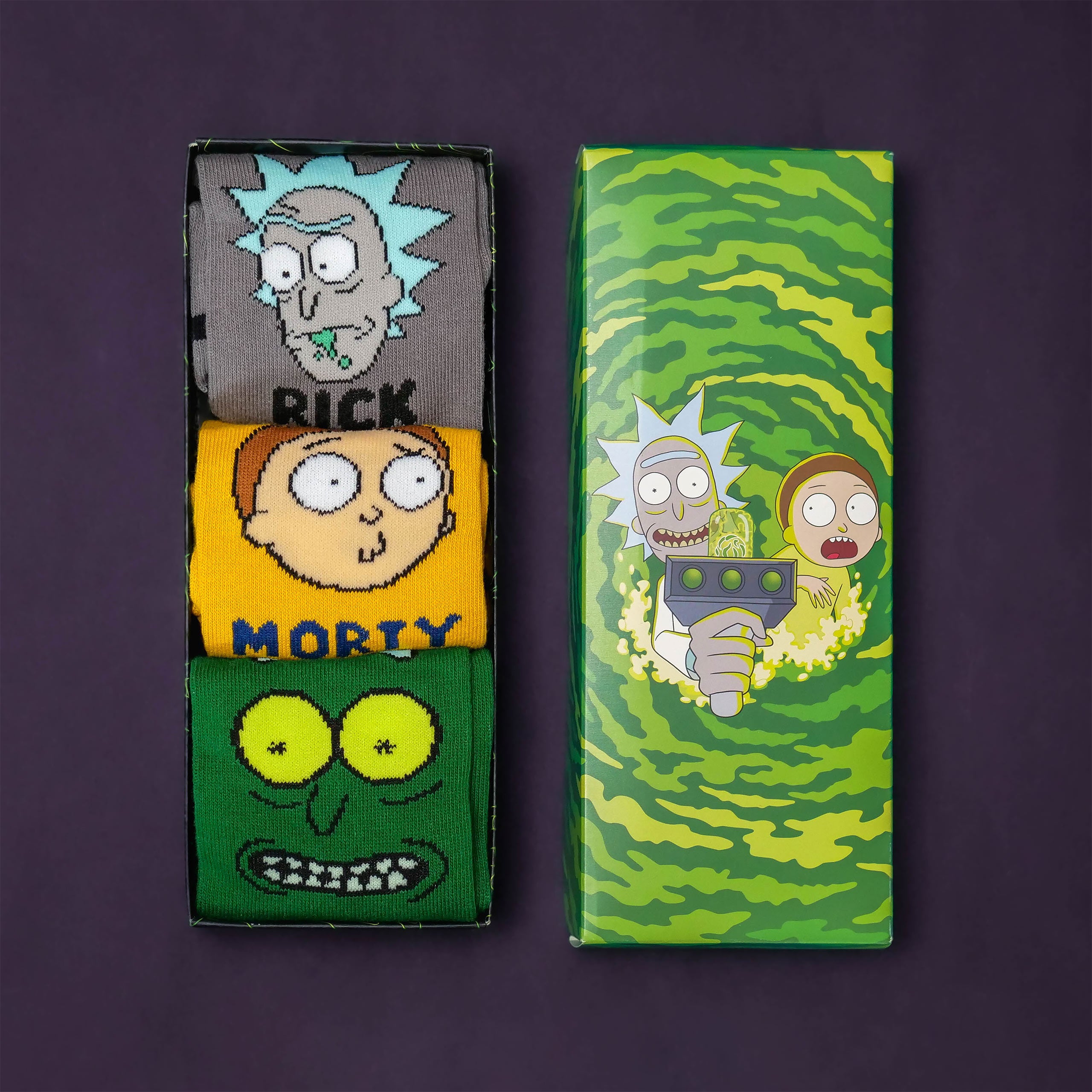 Image produit Chaussettes Characters Ensemble de 3 en Boîte Cadeau - Rick et Morty