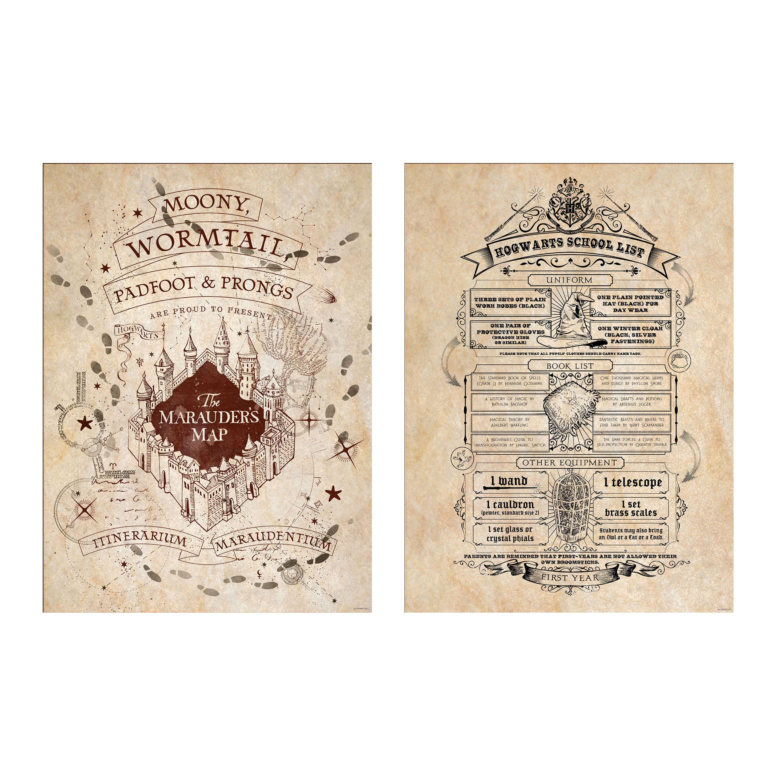 Immagine del prodotto Harry Potter - Mappa del Malandrino e Lista della Spesa Poster 2 Set