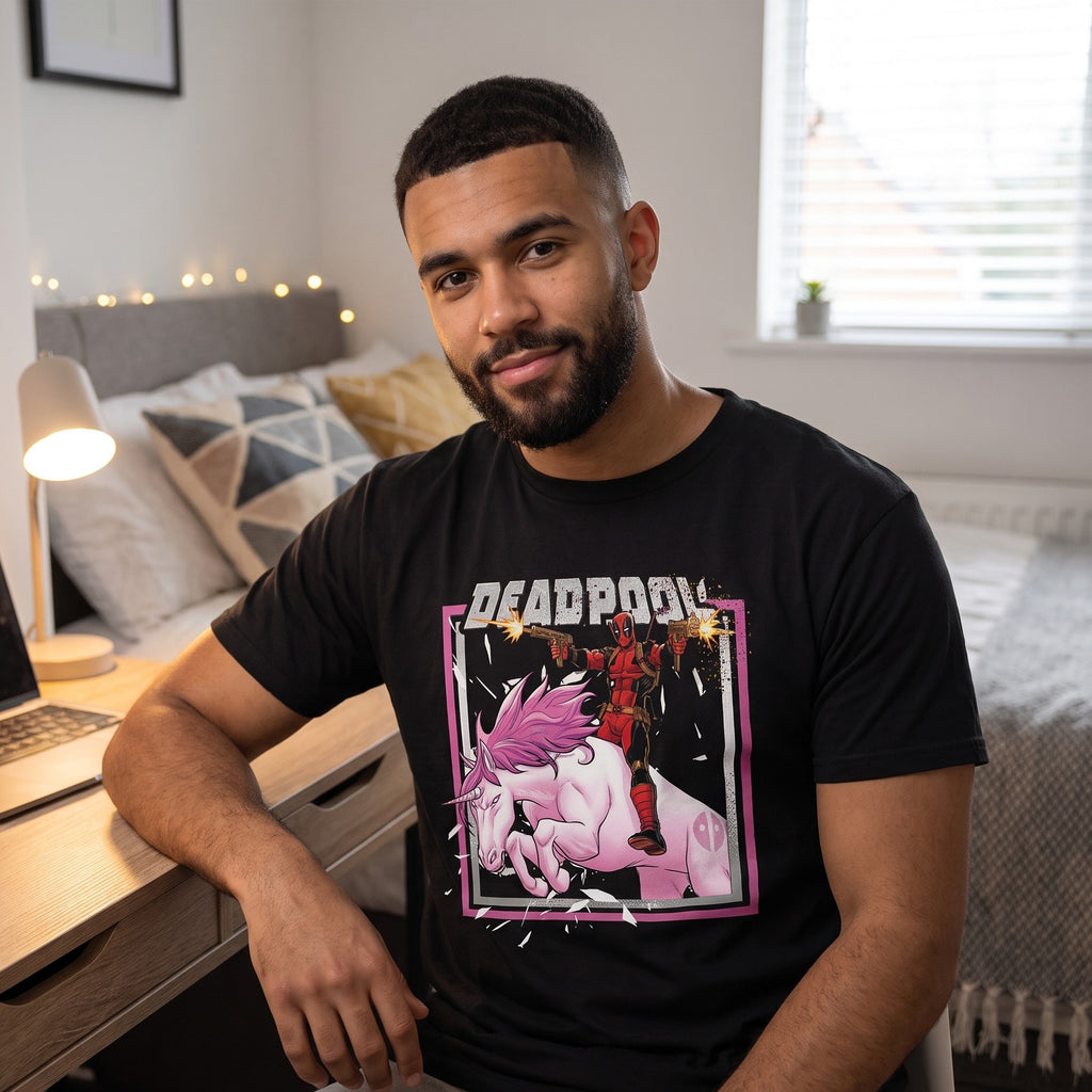 Image produit Deadpool - T-shirt Pink Unicorn Ride noir
