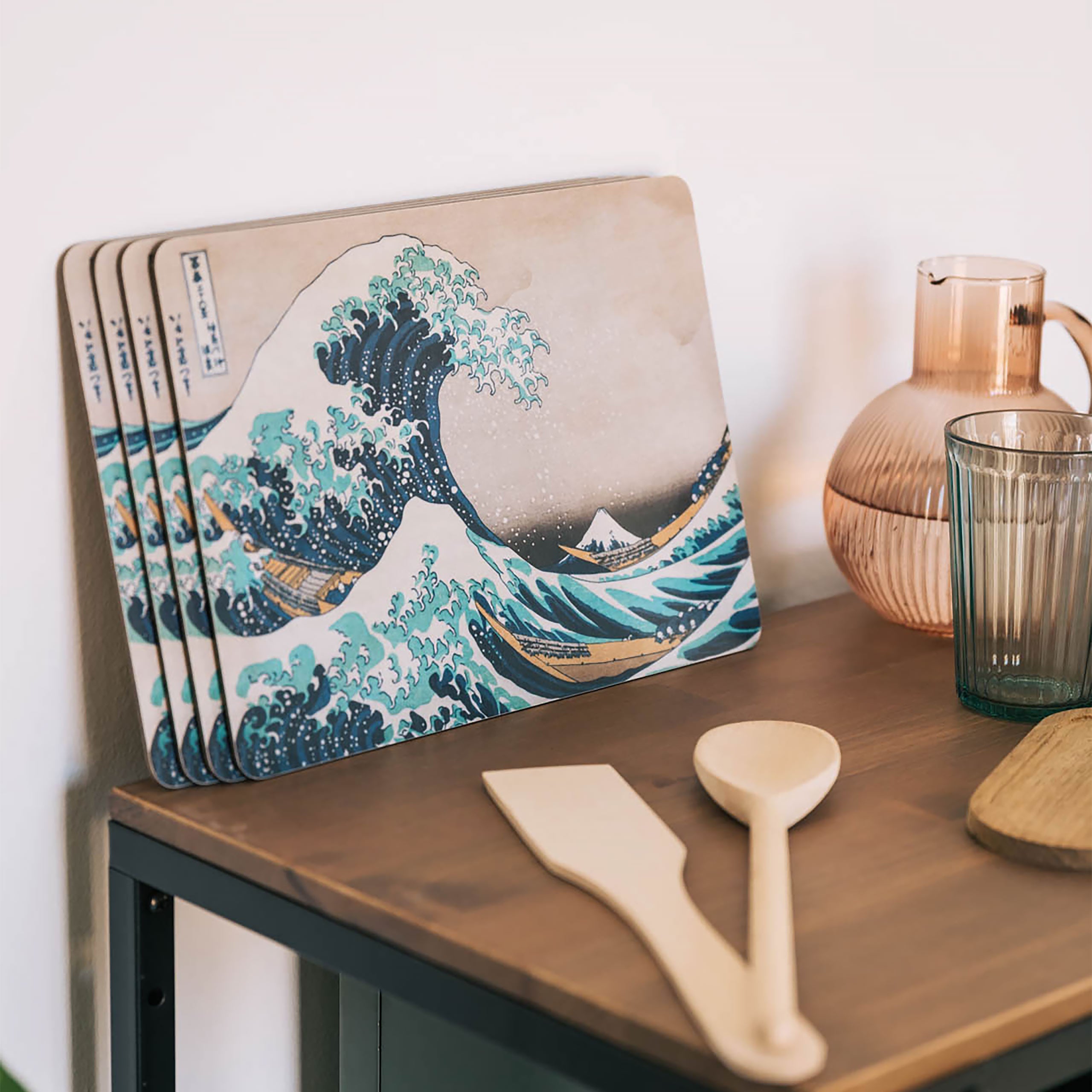Immagine del prodotto La grande onda di Kanagawa - Set di 4 tavole per colazione Katsushika Hokusai