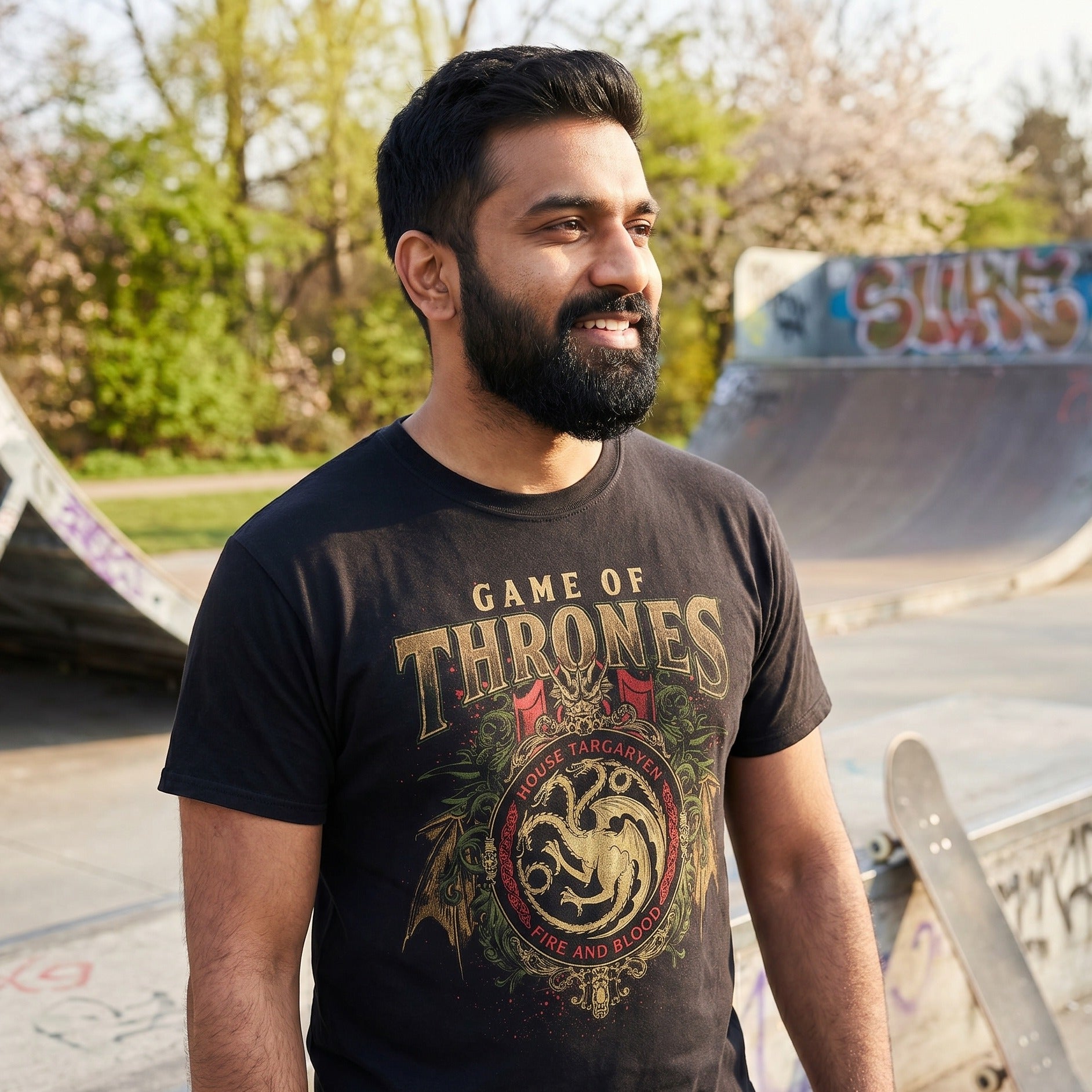 Produktbild Game of Thrones - Targaryen Ornaments T-Shirt schwarz