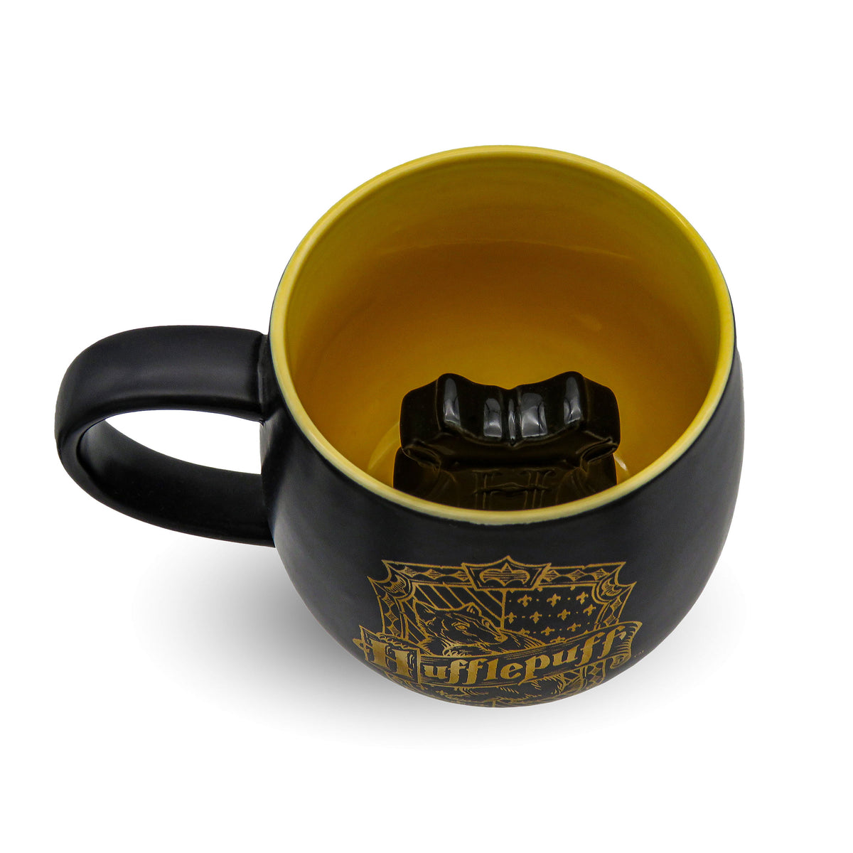 Produktbild Hufflepuff Tasse mit 3D Hogwarts Wappen innen - Harry Potter