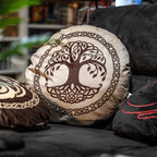 Image produit Dragons - Coussin symbole de l’Arbre-Monde Yggdrasil marron