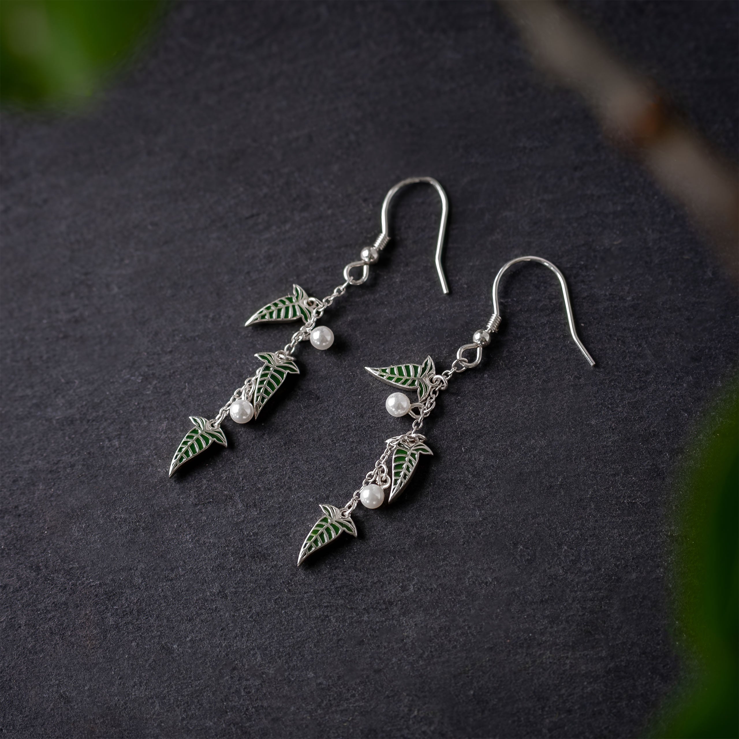 Image produit Boucles d'oreilles Feuille Elfique en Argent 925 - Le Seigneur des Anneaux
