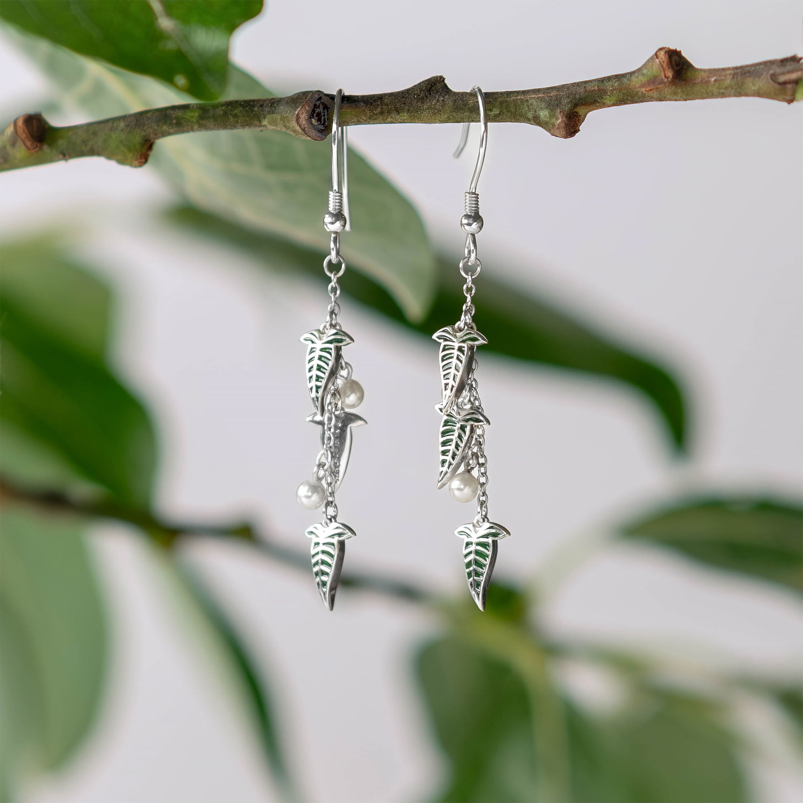Image produit Boucles d'oreilles Feuille Elfique en Argent 925 - Le Seigneur des Anneaux