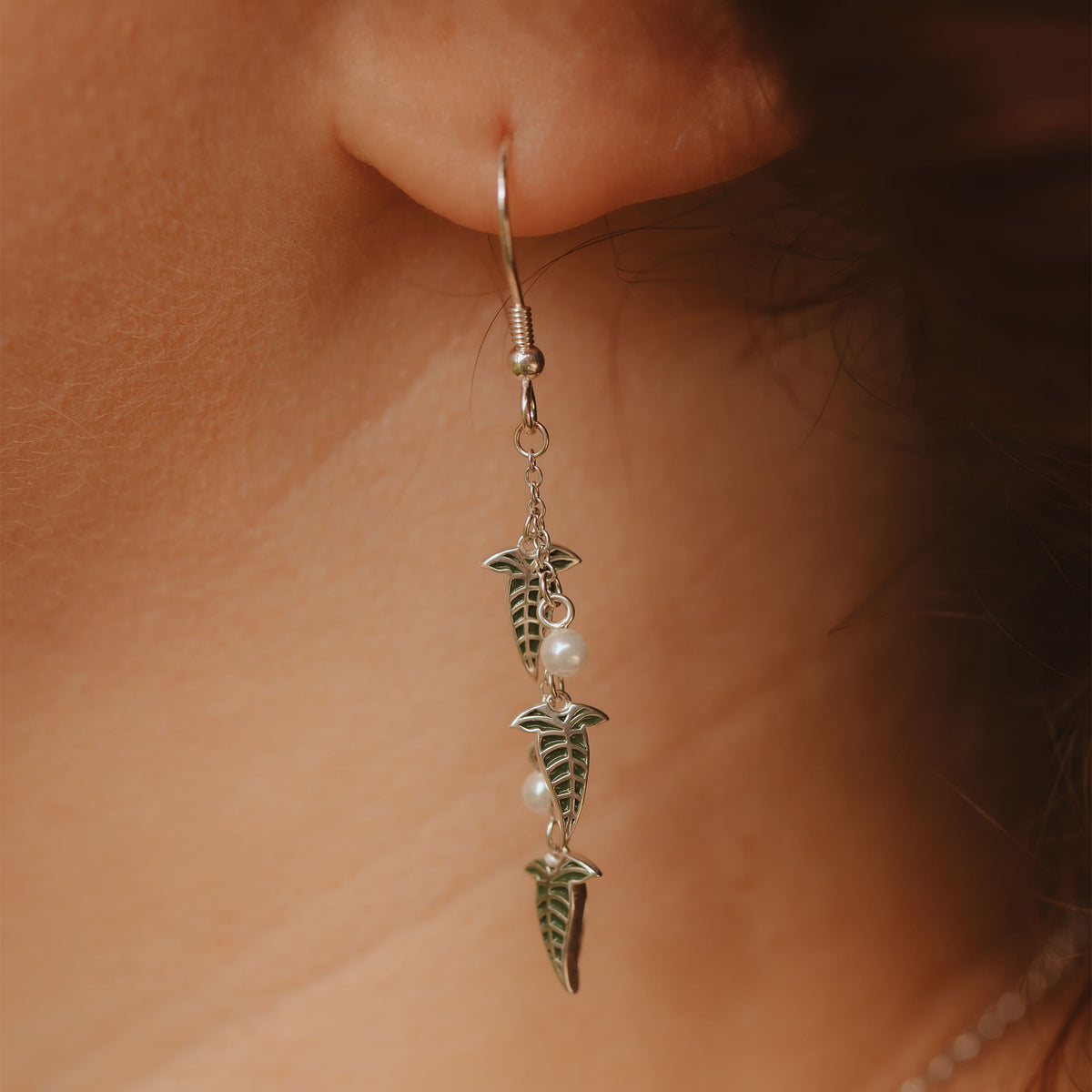 Image produit Boucles d'oreilles Feuille Elfique en Argent 925 - Le Seigneur des Anneaux