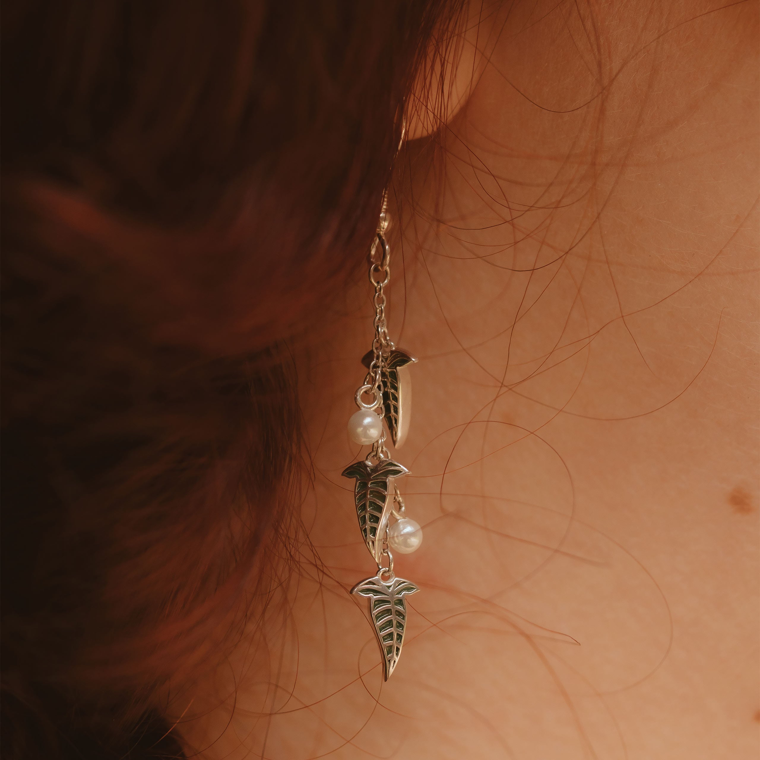 Image produit Boucles d'oreilles Feuille Elfique en Argent 925 - Le Seigneur des Anneaux