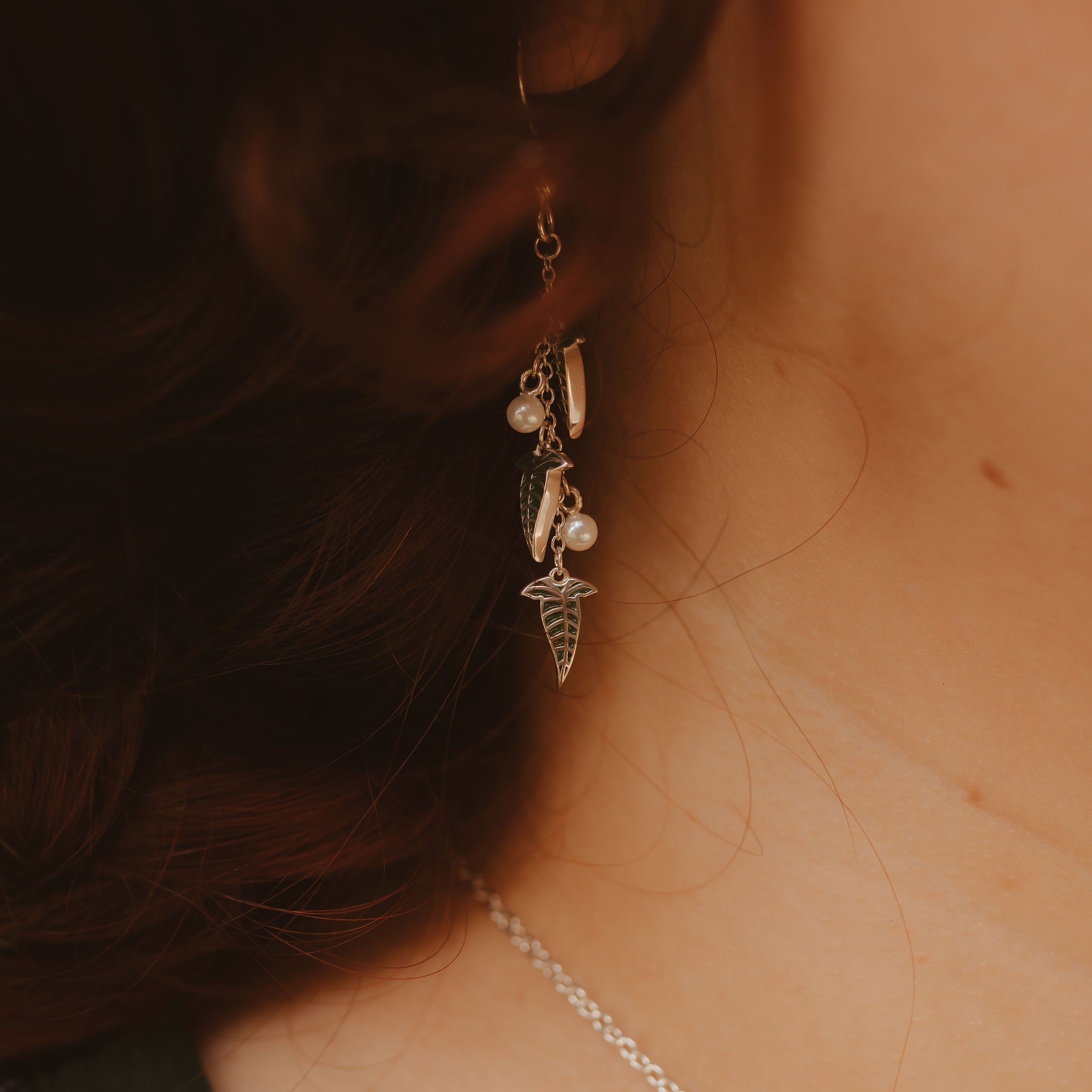 Image produit Boucles d'oreilles Feuille Elfique en Argent 925 - Le Seigneur des Anneaux