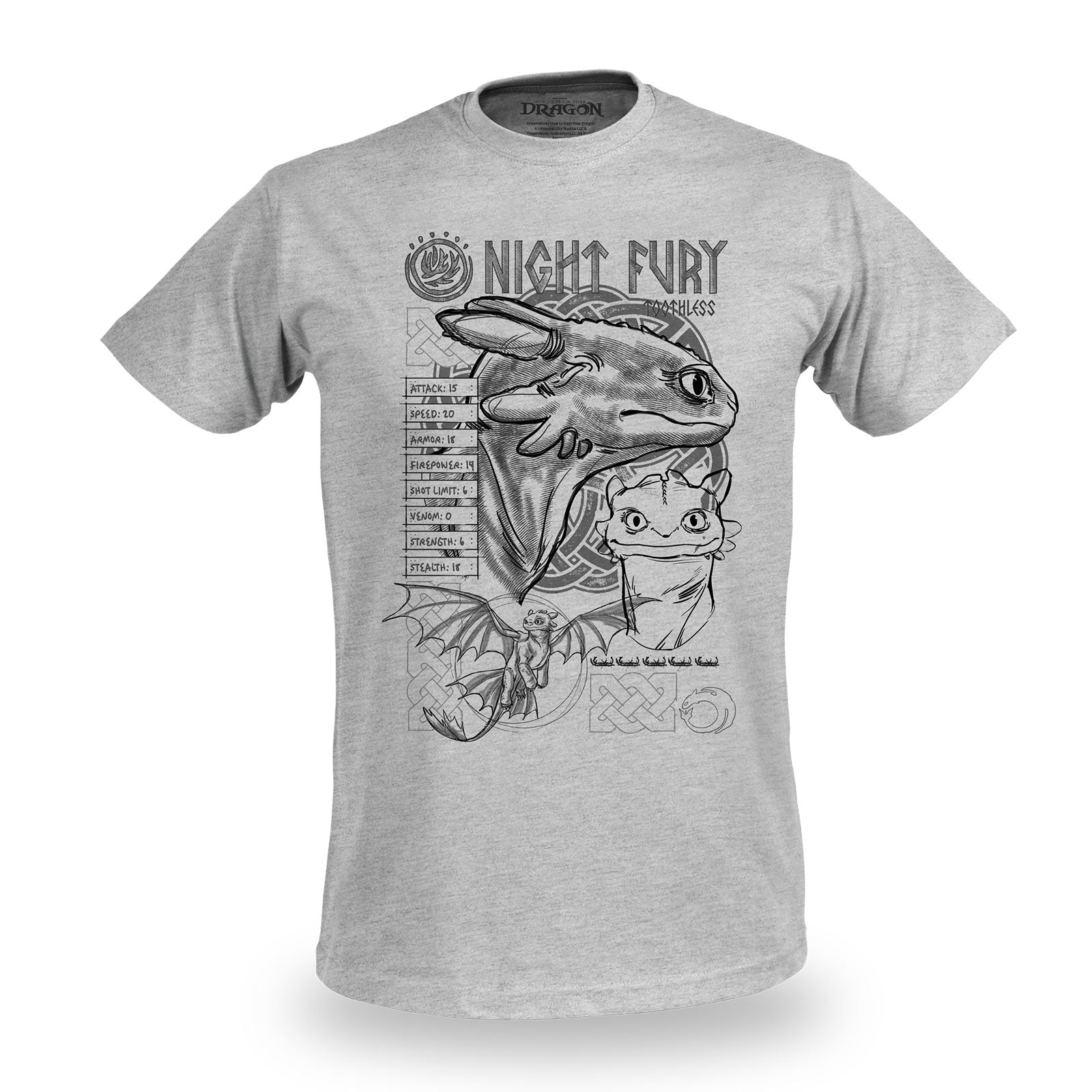 Produktbild Drachenzähmen leicht gemacht - Night Fury Sketch T-Shirt grau