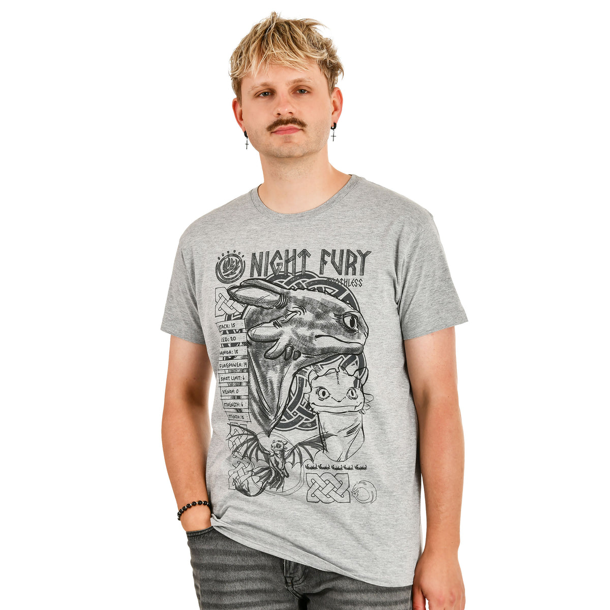 Produktbild Drachenzähmen leicht gemacht - Night Fury Sketch T-Shirt grau