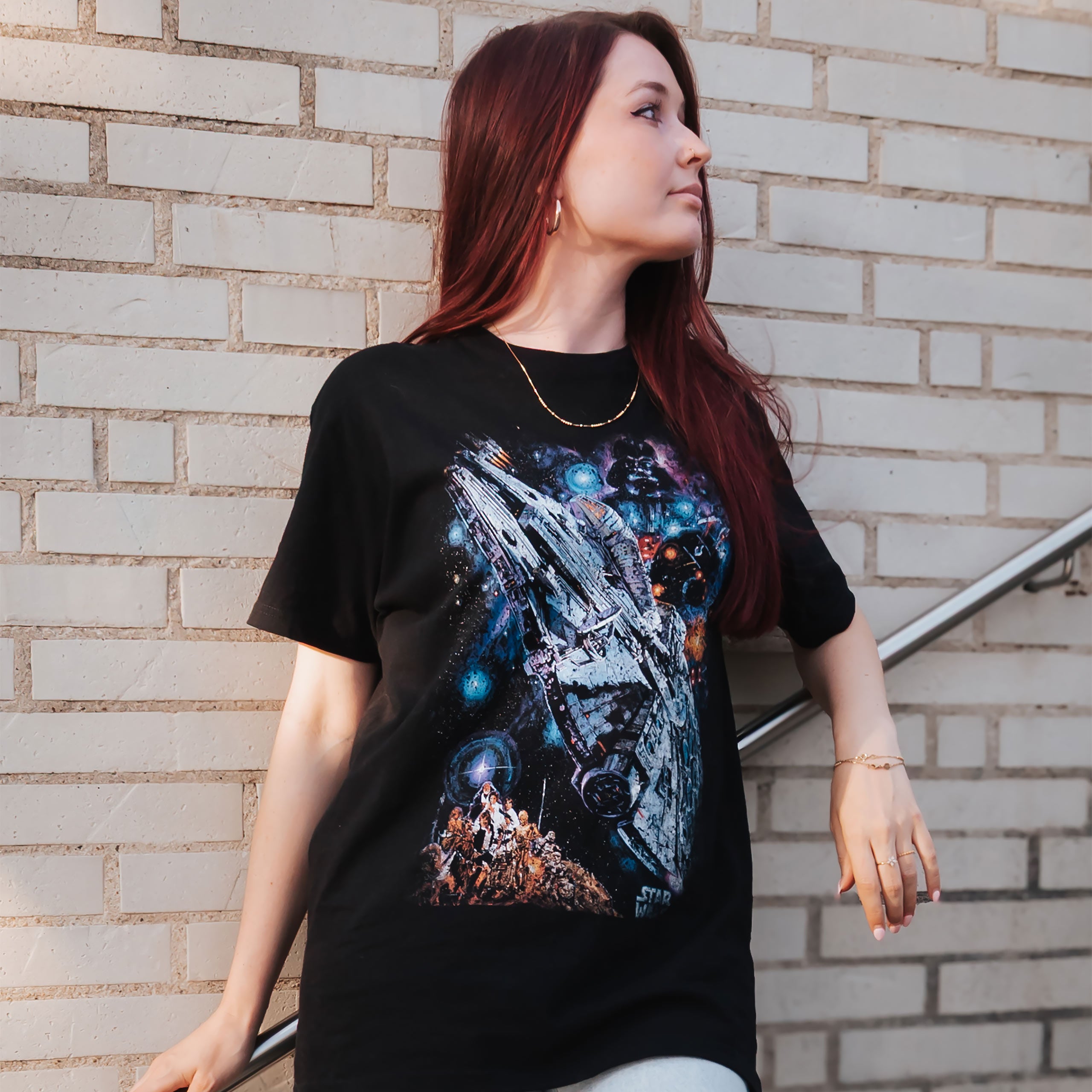 Image produit Star Wars - T-Shirt Poster Galaxy Ship noir