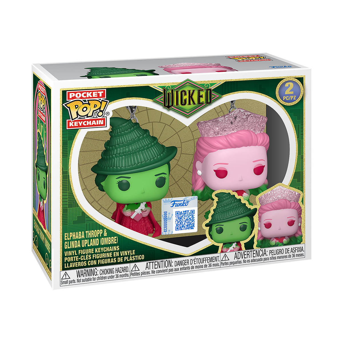 Produktbild Wicked - Glinda und Elphaba (Ombre) Funko Pop Schlüsselanhänger 2er Set