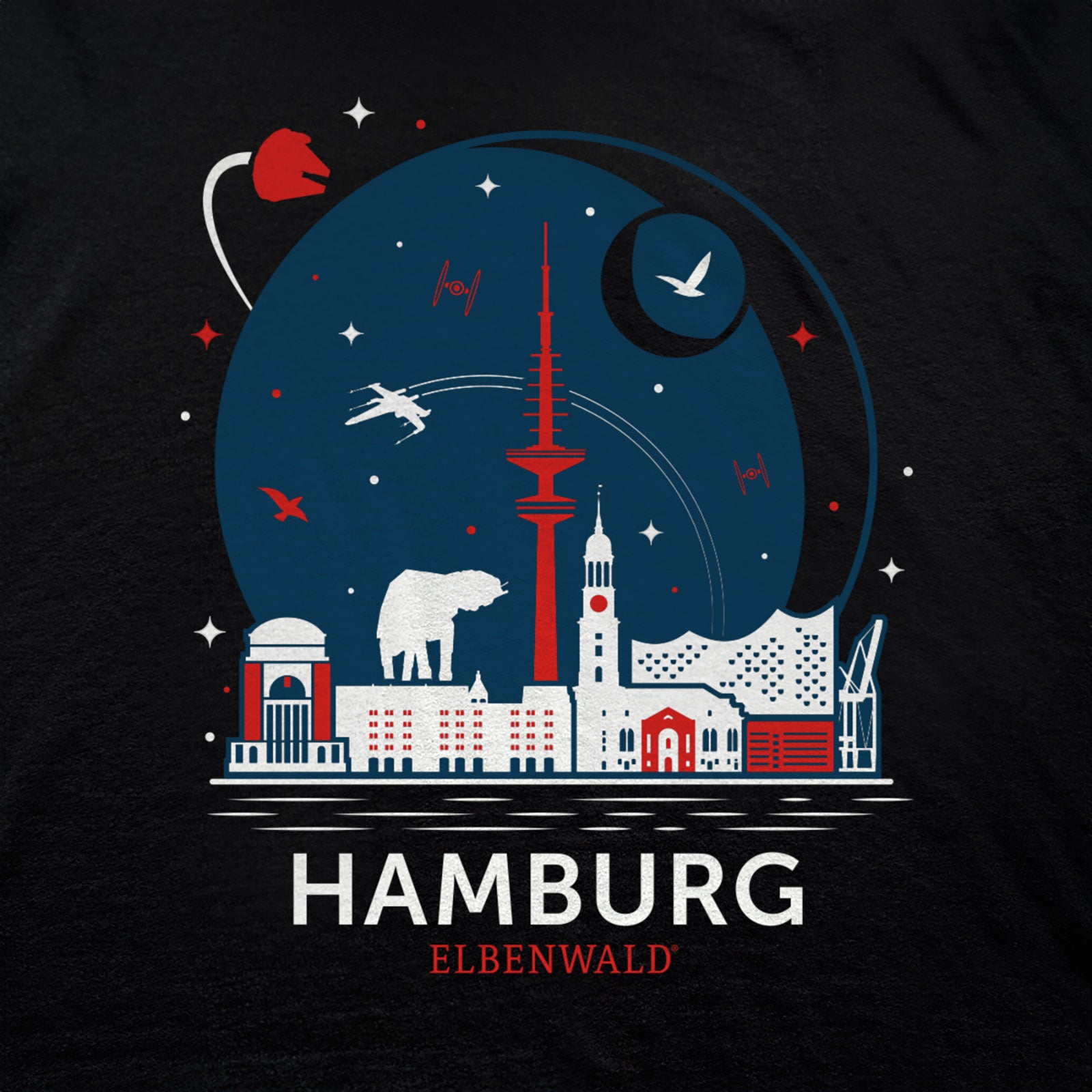 Produktbild Elbenwald in Hamburg Skyline T-Shirt schwarz