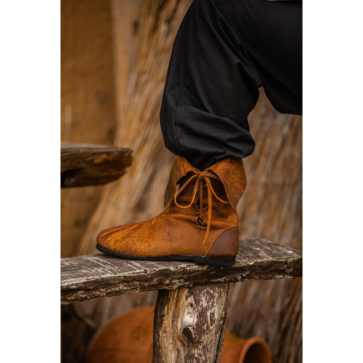 Product image Medieval Cuff Boots in Brown Nubuck Leather