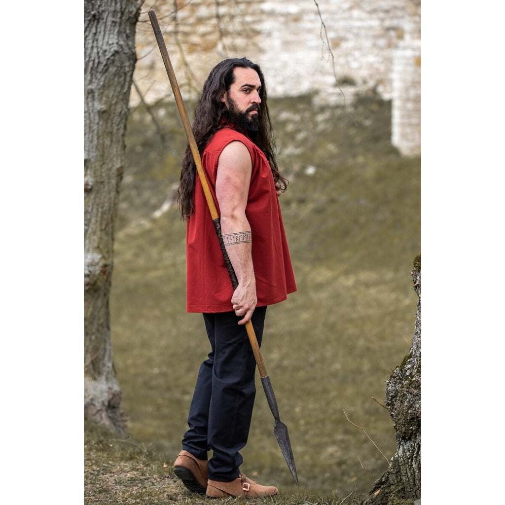 Immagine del prodotto Camicia medievale con colletto alto lacci Louis senza maniche rossa