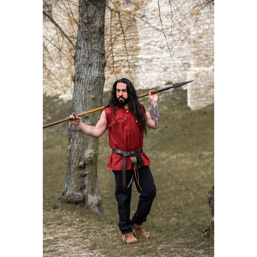 Immagine del prodotto Camicia medievale con colletto alto lacci Louis senza maniche rossa