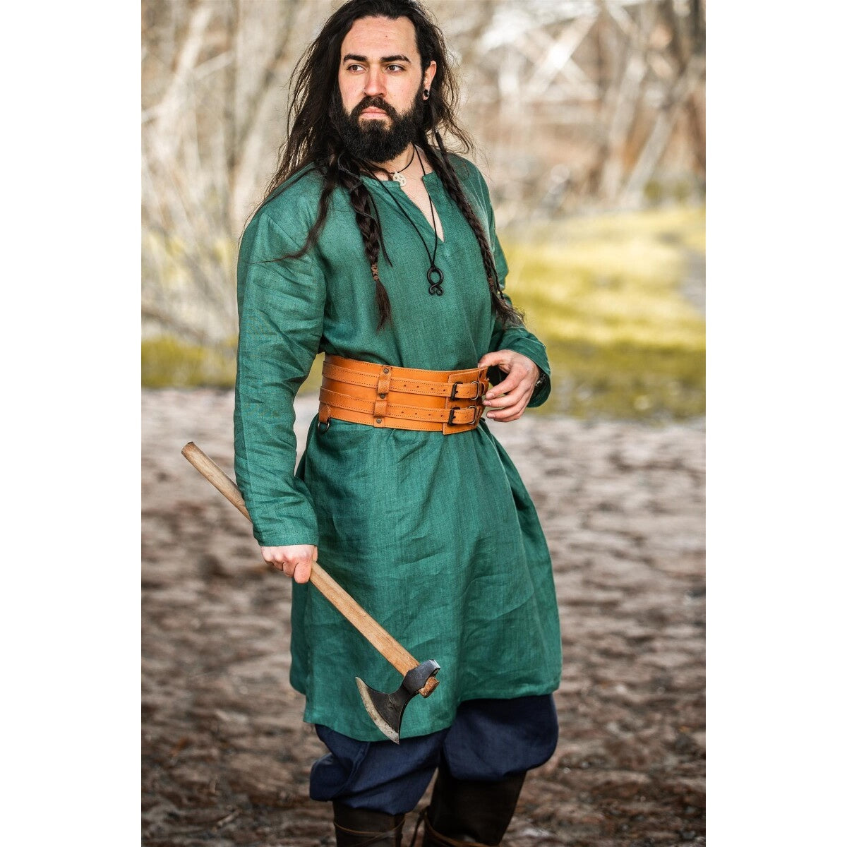 Image produit Tunique médiévale en lin Halvar vert