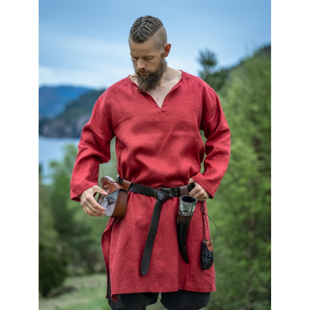 Image produit Tunique médiévale en lin Halvar rouge