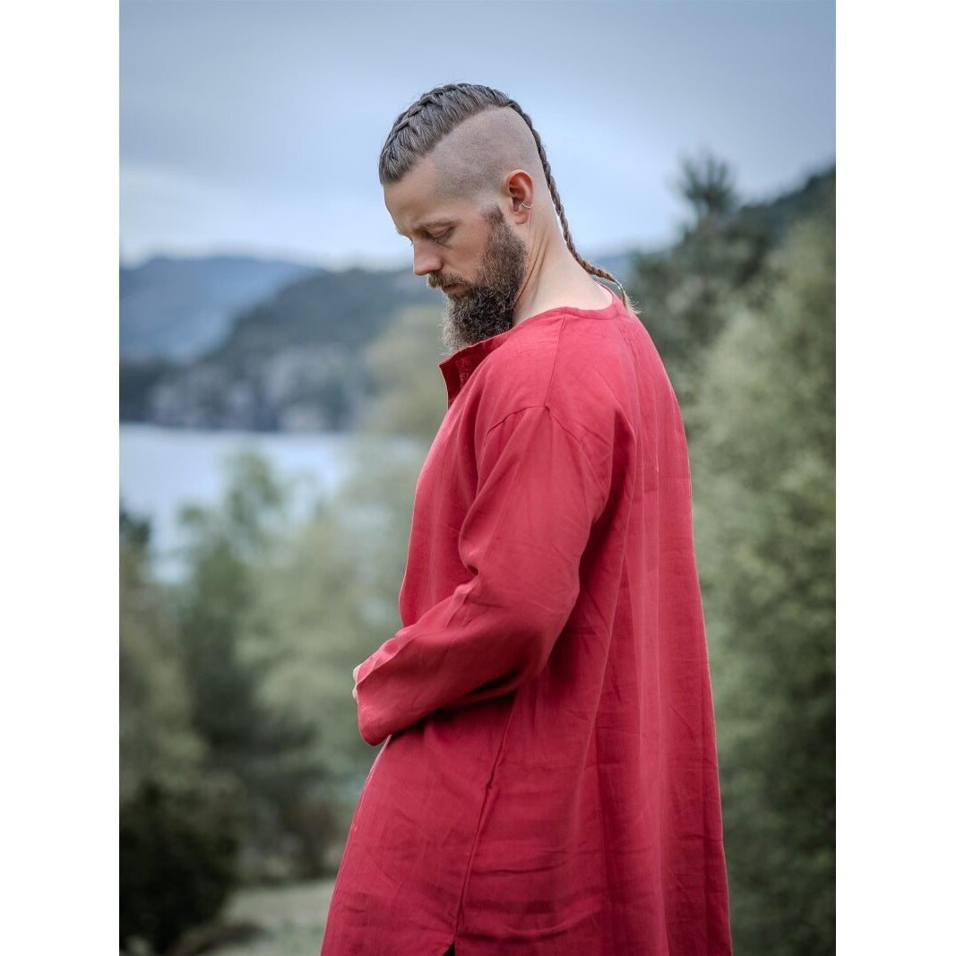 Image produit Tunique médiévale en lin Halvar rouge